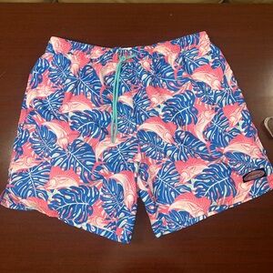 Vineyard Vines Pink and Blue Fish Swim Trunks
